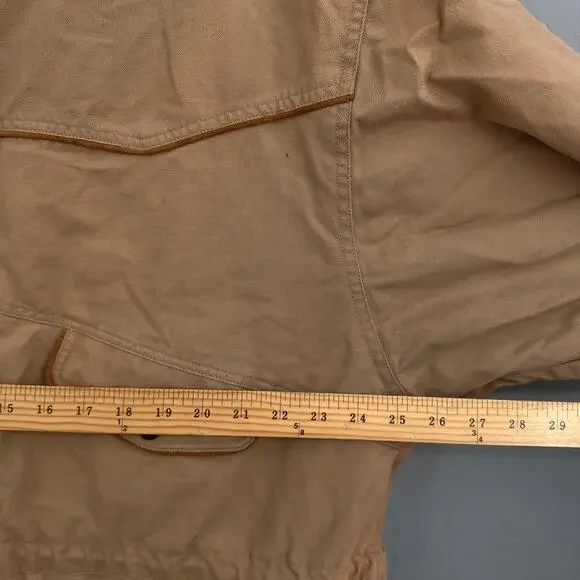 VTG Outback Field Jacket Lg Tan Canvas Western Ranch Barn Coat Distressed Rugged - Picture 10 of 16